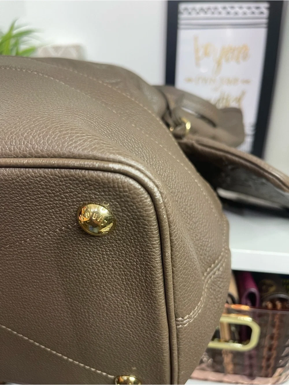 Louis Vuitton Citadine Mocha Monogram Embossed Leather Tote with Pouch